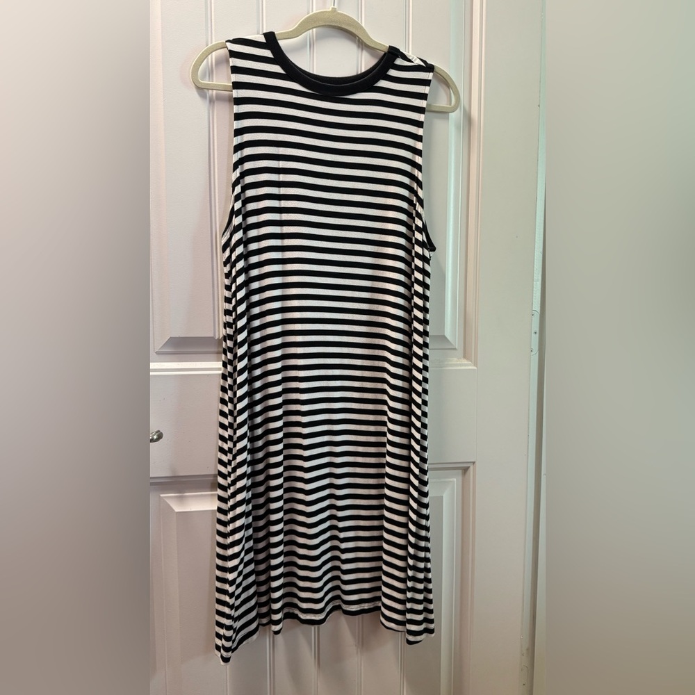 Time and Tru Black and White Striped Top